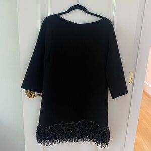 ✨ Kate Spade Black Sequin-Hem A-Line Dress – Size 10
